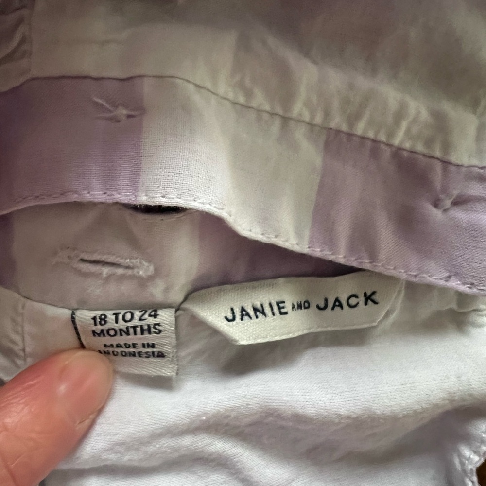Janie and Jack White and Purple Gingham Top with Bows on Straps | 18-24 months - Picture 3 of 3